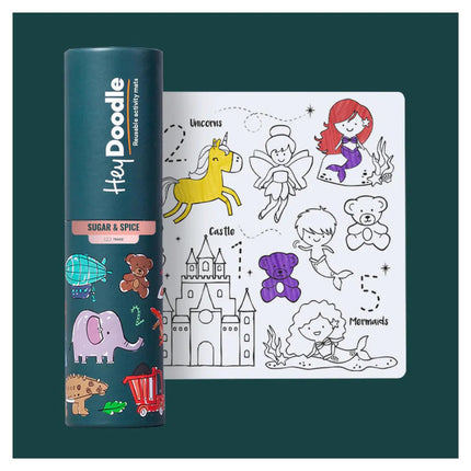 Heydoodle 123 Sugar And Spice Reusable Silicone Colouring Minimat 30CM X 20CM