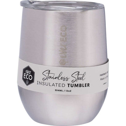 Ever Eco Insulated Tumbler Reusable Coffee Cup Brushed Stainless Steel 354ML