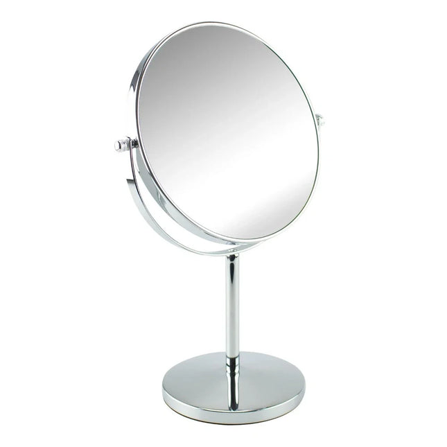 LCORP Round Flip Motion Metal Standing Mirror Silver