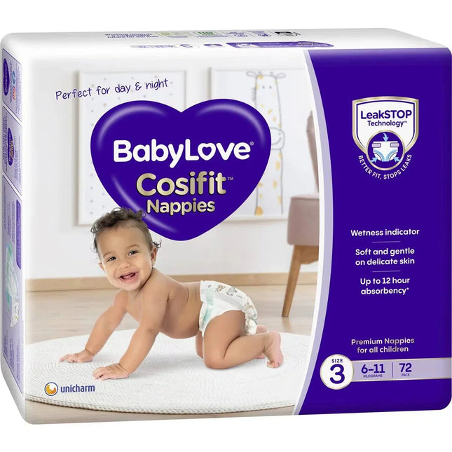 Babylove Jumbo Cosifit Nappies Crawler 72 pack
