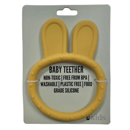 Snuggle Hunny Kids Bunny Teether Ring for Babies in Mustard