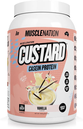 Muscle Nation Custard Casein Protein Powder Vanilla 1KG