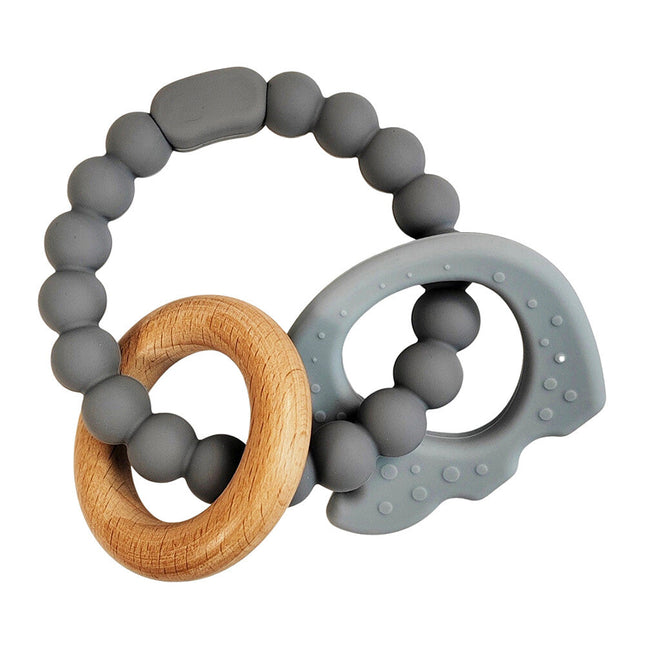 Urban One Chew Three Elephant Teether Ring for Babies Blue