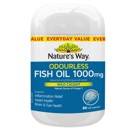 Nature's Way Odourless Fish Oil 1000mg 80 Capsules