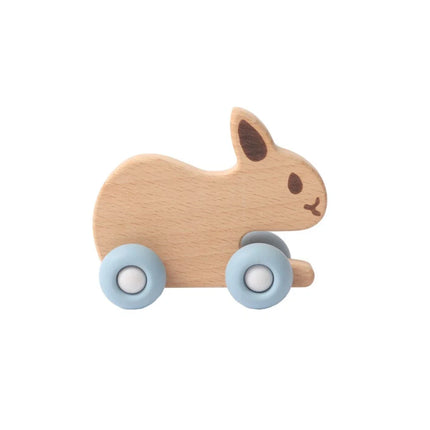 Baby Blue Bunny Beechwood and Silicone Teething Toy