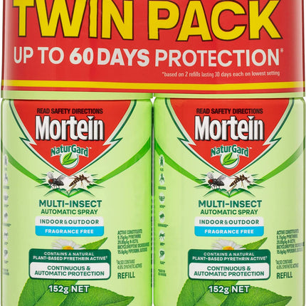 Mortein NaturGard Multi-Insect Automatic Spray Fragrance Free Refill Twin Pack 2 x 152G