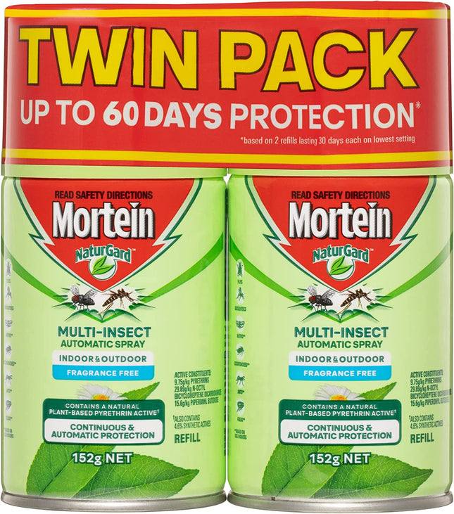 Mortein NaturGard Multi-Insect Automatic Spray Fragrance Free Refill Twin Pack 2 x 152G