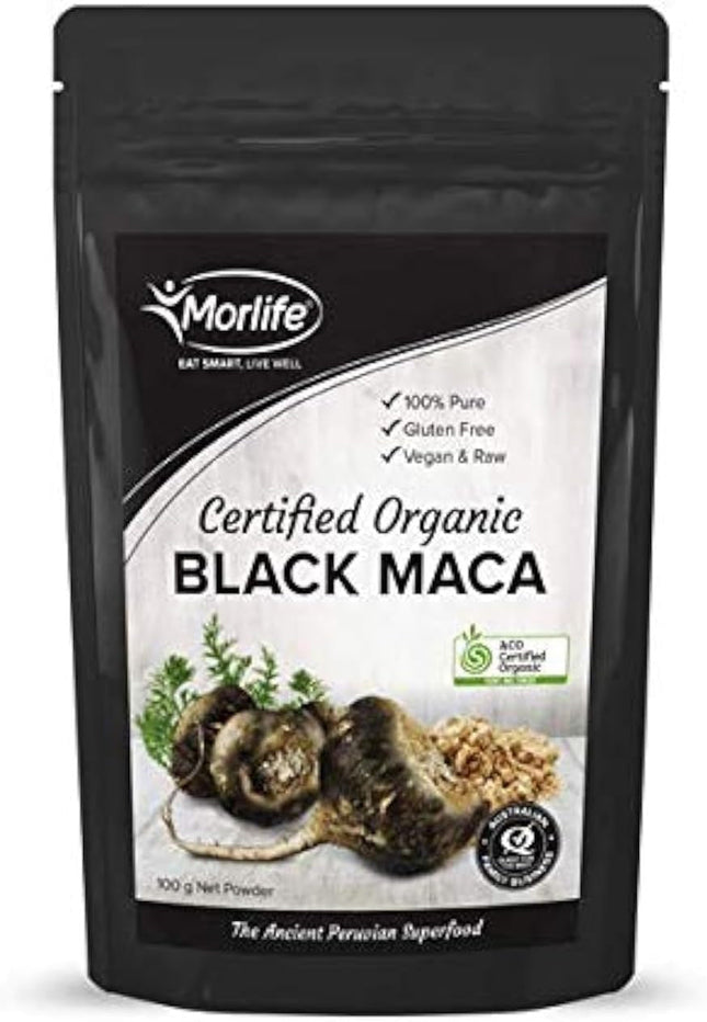 Morlife Certified Organic Black Maca Powder 100G