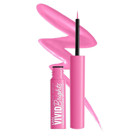 Nyx Professional Makeup Vivid Brights Liquid Eyeliner Smear Resistant Don'T Pink Twice
