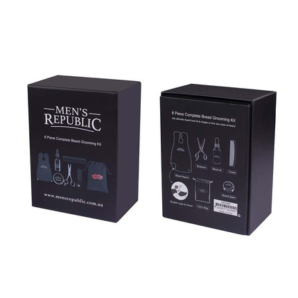 Men's Republic 6 Piece Beard Grooming Kit with Bag and Apron 30ML 30G 60ML