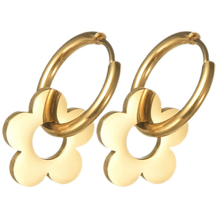 Wicked Sista Small Dangle Earrings for Women Statement Hoop Pendant Flower Shaped