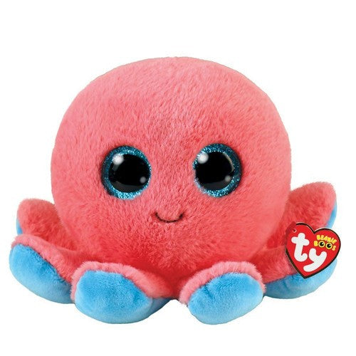 TY Beanie Boos Sheldon the Coral Octopus Plush Toy Stuffed Animal 15CM