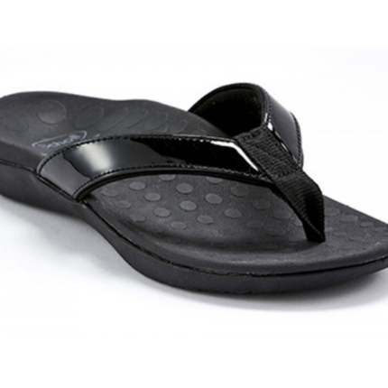 Orthaheel Sonoma Slide Sandals in Black Patent for Women Size 9