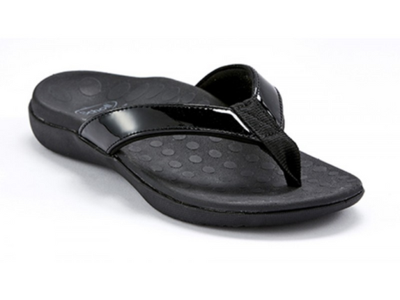 Orthaheel Sonoma Slide Sandals in Black Patent for Women Size 9