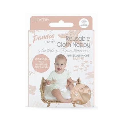 Luvme Panda Cloth Nappy and Insert Barley