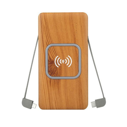 Luxetech Wireless Power Bank with Bamboo Casing 5000MAH