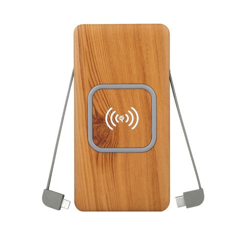 Luxetech Wireless Power Bank with Bamboo Casing 5000MAH