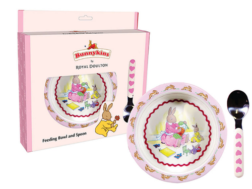Royal Doulton Bunnykins Melamine Feeding Bowl and Spoon Set Sweetheart