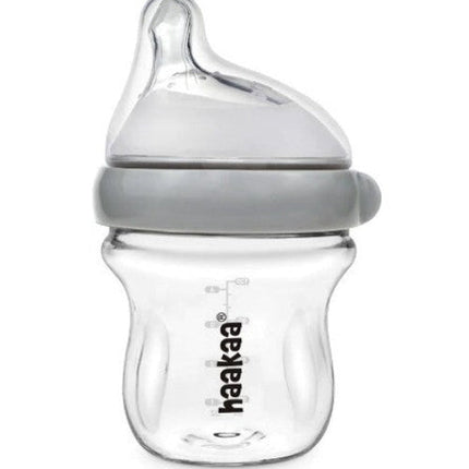 Haakaa Glass Baby Bottle with Slow Flow Teat Grey 120ML
