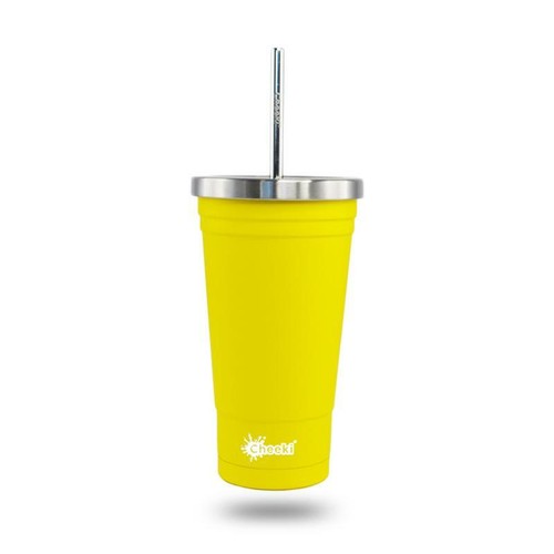 Cheeki Insulated Stainless Steel Tumbler With Straw Lemon 500ml