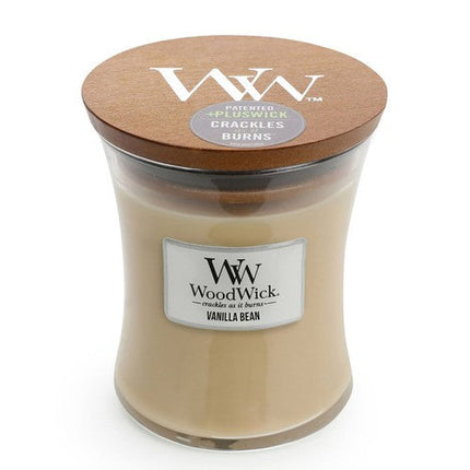 Woodwick Medium 12cm Soy Wax Scented Candle - Vanilla Bean