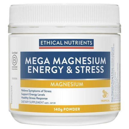 Ethical Nutrients Mega Magnesium Energy & Stress Powder 140g - OhYouLuckyDuck.com.au