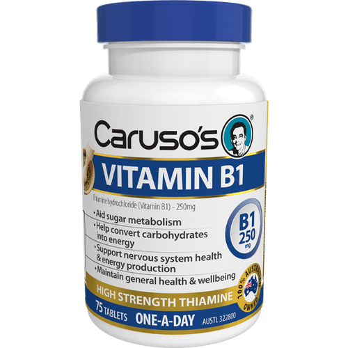 Caruso's Vitamin B1 75 Tablets - Thiamine 250mg Metabolic Health & Energy