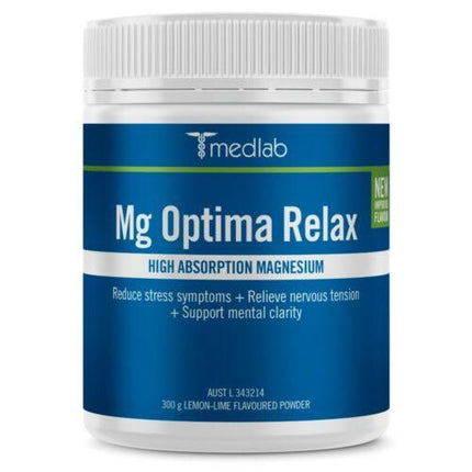 Medlab Mg Optima Relax 300g Powder â€“ Lemon Lime Flavour