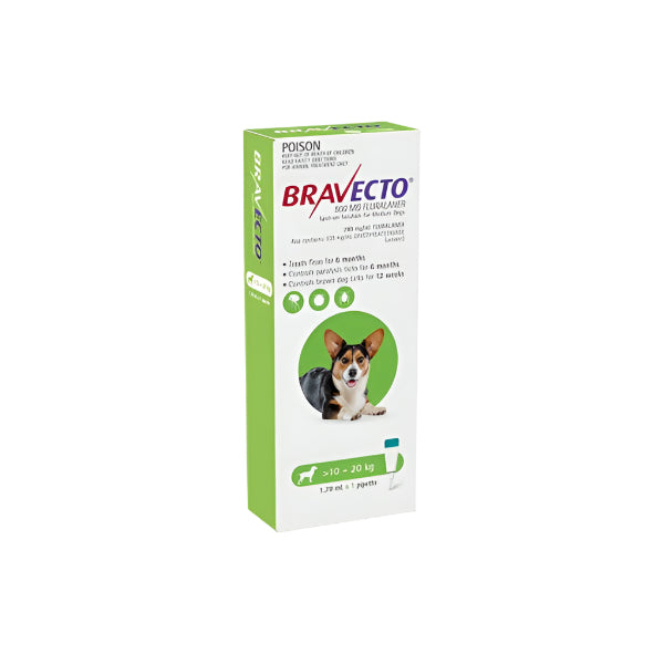 Bravecto Spot On for Medium Dogs 10 to 20kg Green