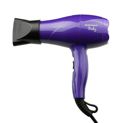 Silver Bullet Baby Travel Hair Dryer Purple With Styling Nozzle And Diffuser
