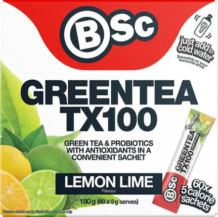 Body Science Green Tea Tx100 Lemon Lime 60 X 3g Serve