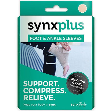 Synxplus Foot And Ankle Compression Sleeve For Pain Relief And Support Nude Small