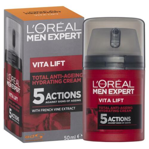 L'OrÃ©al Paris Men Expert Anti-Ageing Moisturiser For Men, 5 Anti Ageing Actions, With Pro-Retinol, Firms and Brightens, Vita Lift, 50 ml