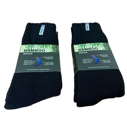 Bamboo Textiles Extra Thick Heavy Duty Work Socks Black Size 6 to 11