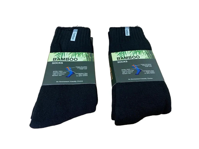 Bamboo Textiles Extra Thick Heavy Duty Work Socks Black Size 6 to 11