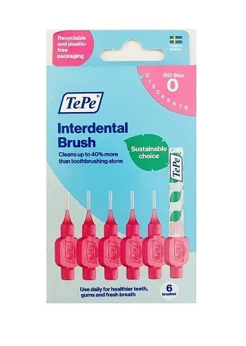 TePe Interdental Brush Original Pink for Narrow Gaps 0.4mm 6 Pack