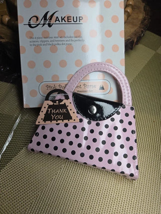 Pink Polka Dot Stainless Steel Manicure Set 5 × 5 Inch