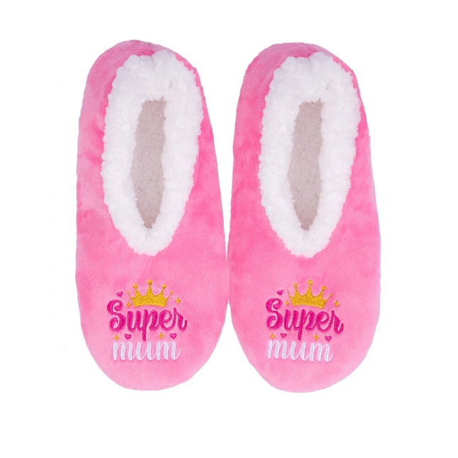 Snuggups Super Mum Quote Slippers For Women Size Small