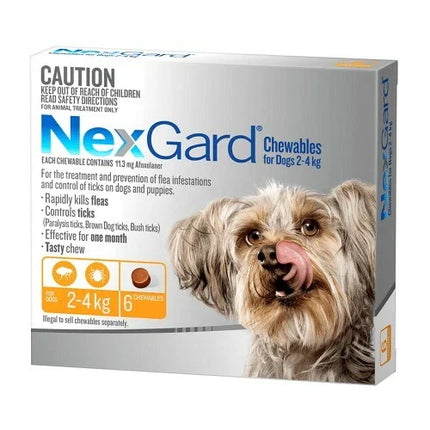 Nexgard 2-4KG Small Dogs Flea & Tick Treatment Tasty Chew 6 Pack
