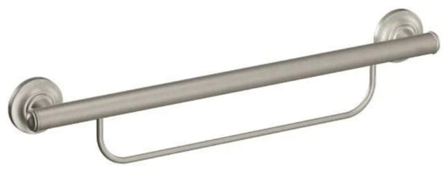 Moen Home Care Bathroom Safety Grab Bar with Integrated Towel Bar 24 Inches Brushed Nickel