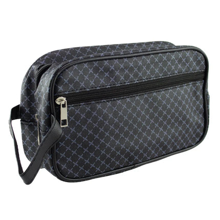 Crewman Vintage Print PU Leather Toiletry Bag Dark Blue