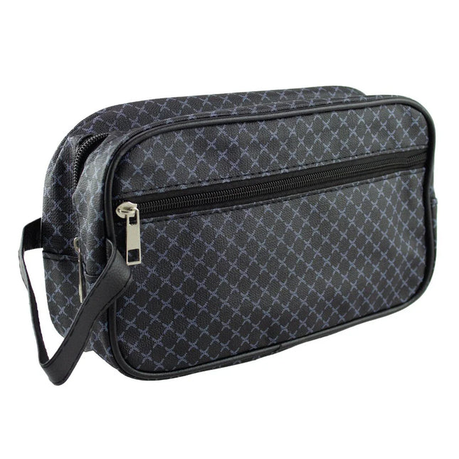 Crewman Vintage Print PU Leather Toiletry Bag Dark Blue
