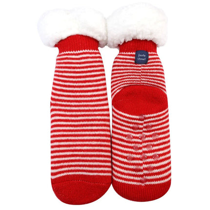 Foote Street Kids Slipper Socks with Red and White Stripe