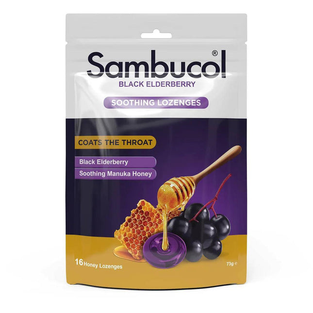 Sambucol Soothing Throat Lozenges Black Elderberry - OhYouLuckyDuck.com.au