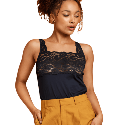 Kayser Daily Essentials Cotton & Heritage Lace Cami (465) - Black - OhYouLuckyDuck.com.au