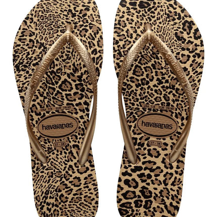 Havaianas Slim Animal Flip Flops in Sand Gold 39/40