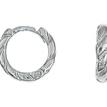 Wicked Sista Small Twisted Huggie Hoop Earrings in Silver