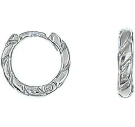 Wicked Sista Small Twisted Huggie Hoop Earrings in Silver
