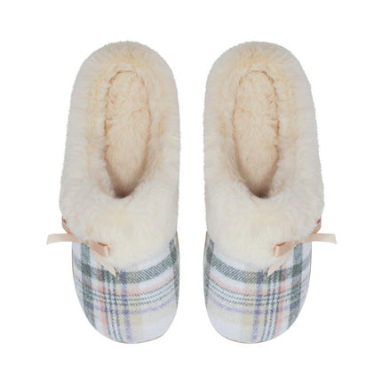 Snuggups Womens Cream Plaid Slides EU 39 to 40