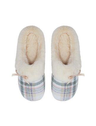 Snuggups Womens Cream Plaid Slides EU 39 to 40